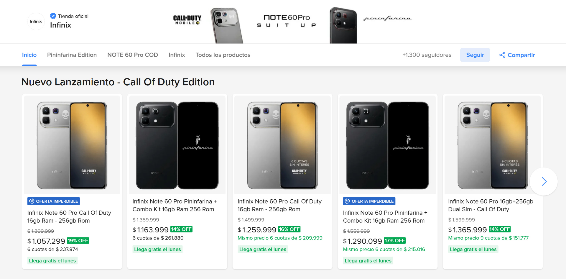 Infinix Official Store on Mercado Libre Argentina